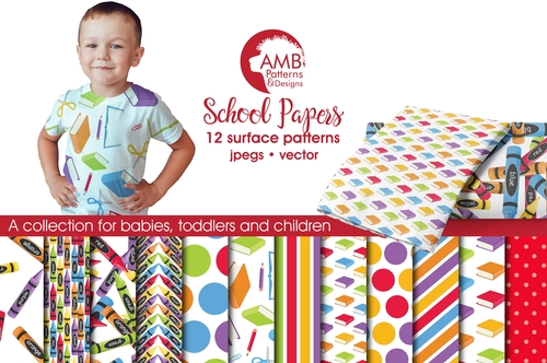 School digital papers, Classroom scrapbook papers, painting paper, crayon papers, Back to school papers, School papers, AMB-977