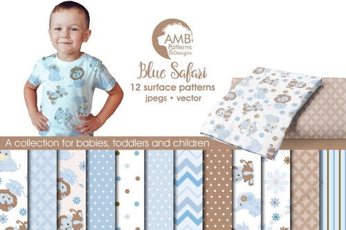 Jungle Animals Digital Papers, Elephant digital papers, Jungle Babies scrapbook papers, AMB-1214