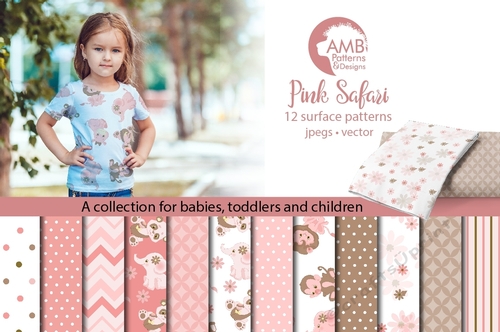 Jungle Animal Digital Papers, Elephant digital papers, Baby Animal Nursery scrapbooking papers, AMB-1216