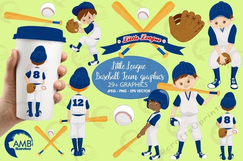 Baseball clipart, Yankee Blue clipart, Baseball Team clipart, vector graphics, digital images, AMB-1227
