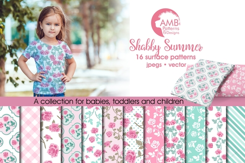 Floral papers, Roses Digital Papers, Shabby Chic papers, Pinks and Greens, scrapbook papers, digital paper, AMB-1271