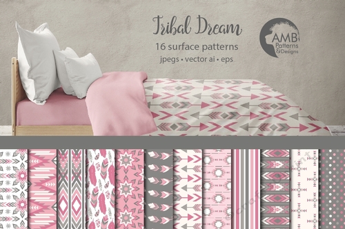 Arrows Tribal, Feathers Digital Papers, Tribal pink Printable Papers, Arrows Triangles, Chevron, instant download,, AMB-1551