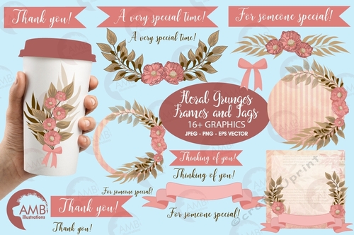 Floral Frames clipart, Frames clipart, Floral clipart, Flowers clipart, special clipart, floral scrapbook page, cMB-1569