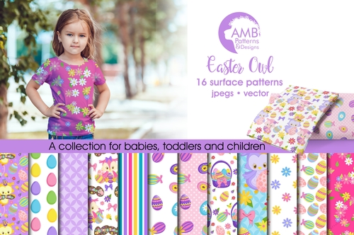 Chocolate Easter Owl Papers, Easter egg Paper, Scrapbook Paper Patterns, polka dots paper, AMB-1819