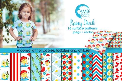 Rainy Days Digital Papers, Duck Papers, Rubber Duck Papers, Red Umbrella Papers, Cute Duck Papers, Spring Papers, AMB-1824