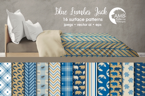 Cabin life digital paper, Family lodge scrapbook paper, rustic cabin paper, blue plaid, buffalo plaid, moose pattern, bear pattern, AMB-1875