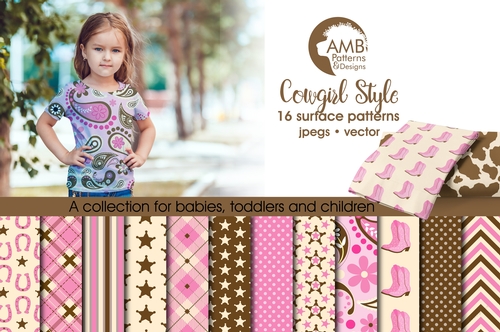 Cowgirl Digital Papers, Cowboy Digital Paper, Cowgirls Pink Papers, Cowhide papers, Bandana papers, AMB-1974