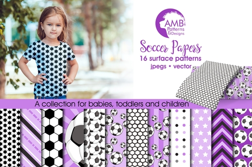 Sports Digital Paper, Purple Soccer Papers and Backgrounds, Football Digital Papers, Soccer Scrapbook Papers, AMB-1991