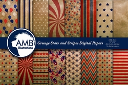 Grunge Stars and Stripes Papers AMB-2634