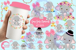 Gray Elephants Bundle Clipart AMB-2676