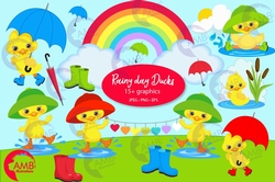Rainy Day Ducks Clipart AMB-2735