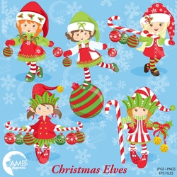 Christmas elves clipart, graphics, illustrations AMB-195