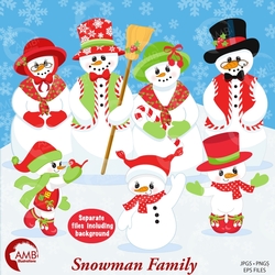 Snowman family clipart, graphics, illustrations AMB-566