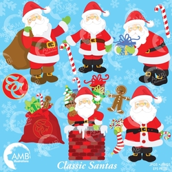 Classic Santas clipart, graphics, illustrations AMB-198