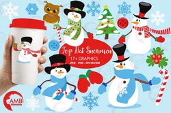 Top Hat Snowman Clipart AMB-502