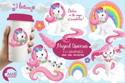 White Unicorns Clipart AMB-1381