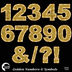 Gold Numbers Clipart, Gold Glitter Numbers and Symbols Clipart, Bokeh Clip Art, Scrapbooking Graduation Numbers, AMB-2233