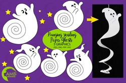 Halloween printable, Ghost craft, Swirling ghost printable, Swirling paper ghost, Cut the ghost pdf, AMB-2259