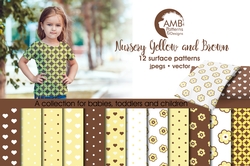 Yellow and Brown Digital Papers, Pastel Papers, Mix and Match Papers, Nursery Papers, Polkadots Papers, AMB-839