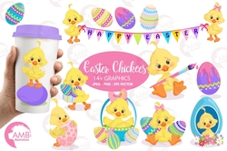Easter Chick Clipart, Chickadee Clipart, Easter Clipart, Easter egg clipart, Vector Graphics, AMB-1200