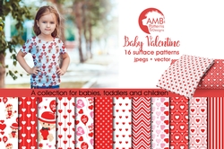 Valentine Baby Digital Papers, Baby Digital Papers, Valentines Day Papers, Scrapbook, Backgrounds, AMB-1581