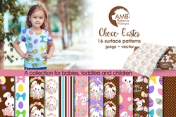 Chocolate Easter Bunny Papers, Easter Paper, Scrapbook Easter Paper Patterns, Chocolate Easter Eggs Paper, Easter rabbit papers, AMB-1803