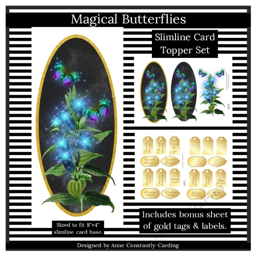 Magical Butterflies Slimline Card Topper - Blue 1