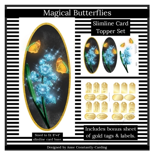 Magical Butterflies Slimline Card Topper - Blue 2
