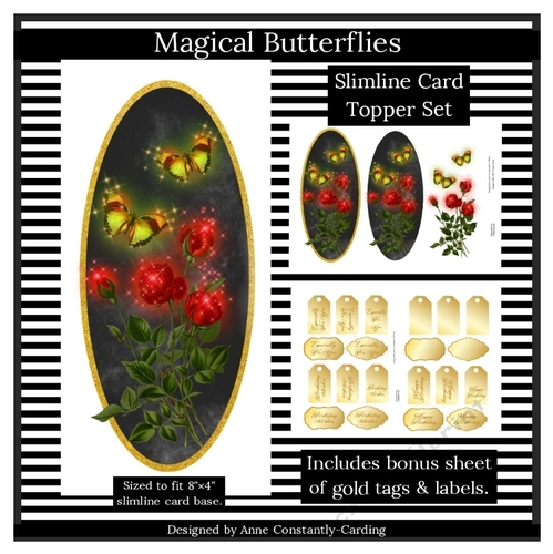 Magical Butterflies Slimline Card Topper - Red