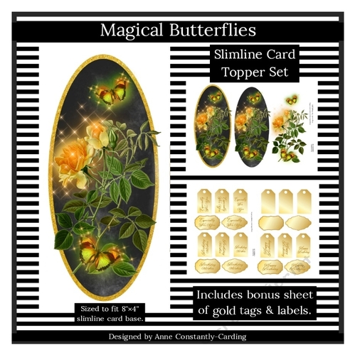 Magical Butterflies Slimline Card Topper - Yellow