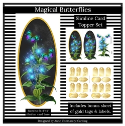 Magical Butterflies Slimline Card Topper - Blue 1