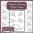 Magnolia Dreaming: Outline Floral Arrangement Sheet (digital stamps)
