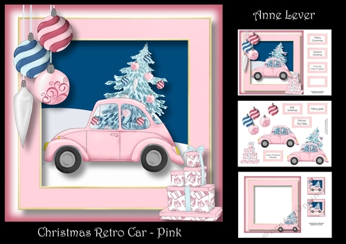 Christmas Retro Car - Pink