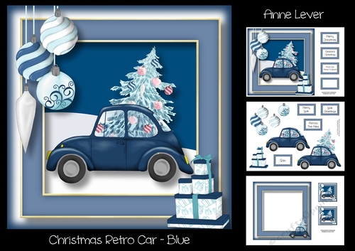 Christmas Retro Car - Blue
