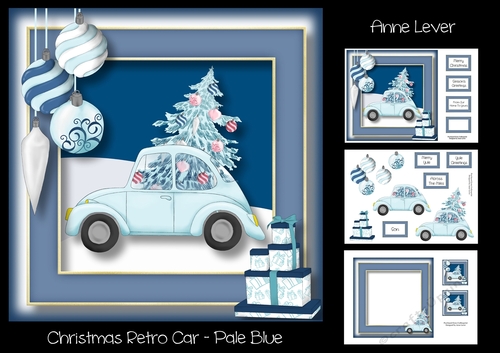 Christmas Retro Car - Pale Blue