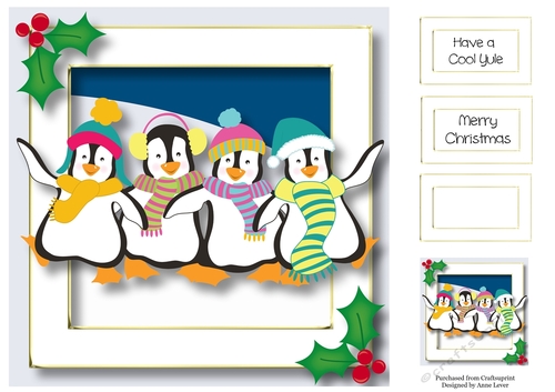 Dancing Christmas Penguins 8x8