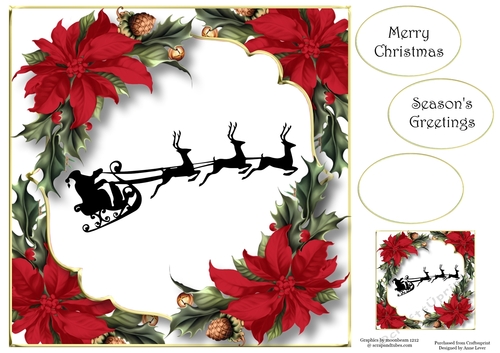 Christmas Silhouette - Santa & His Sleigh 8x8