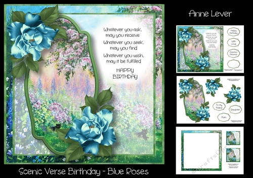 Scenic Verse Birthday - Blue Roses