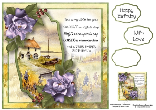 Scenic Verse Birthday - Lavender Roses 8x8