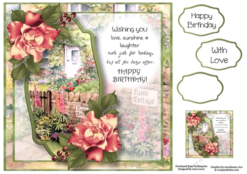 Scenic Verse Birthday - Pink Roses 8x8