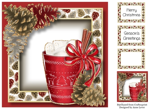 Christmas Glitter Hot Chocolate - Red 8x8