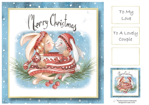 Kissing Couple Merry Christmas 8x8