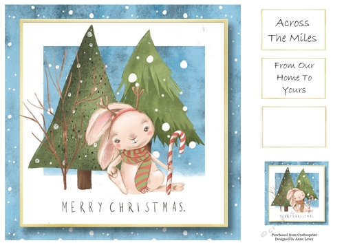 Woodland Bunny Merry Christmas 8x8