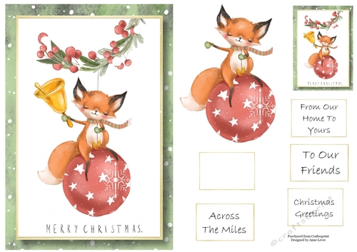 Christmas Watercolour Fox A5
