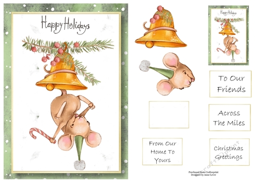 Christmas Watercolour Mouse A5