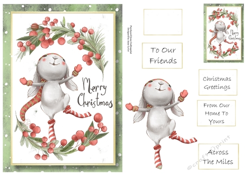 Christmas Watercolour Bunny A5