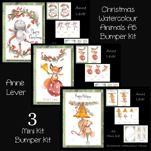 Christmas Watercolour Animals A5 Bumper Kit