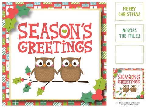 Seasons Greetings Owls 8x8