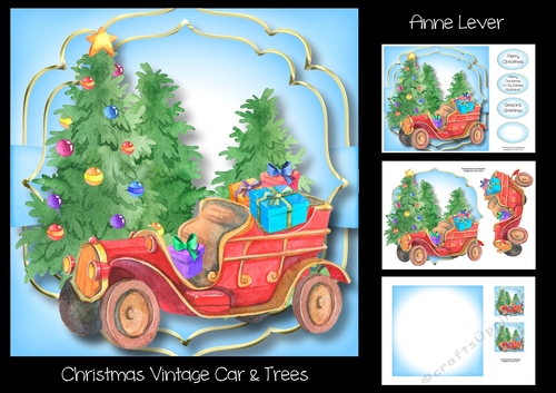 Christmas Vintage Car & Trees