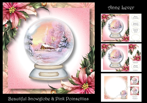 Beautiful Snowglobe & Pink Poinsettias